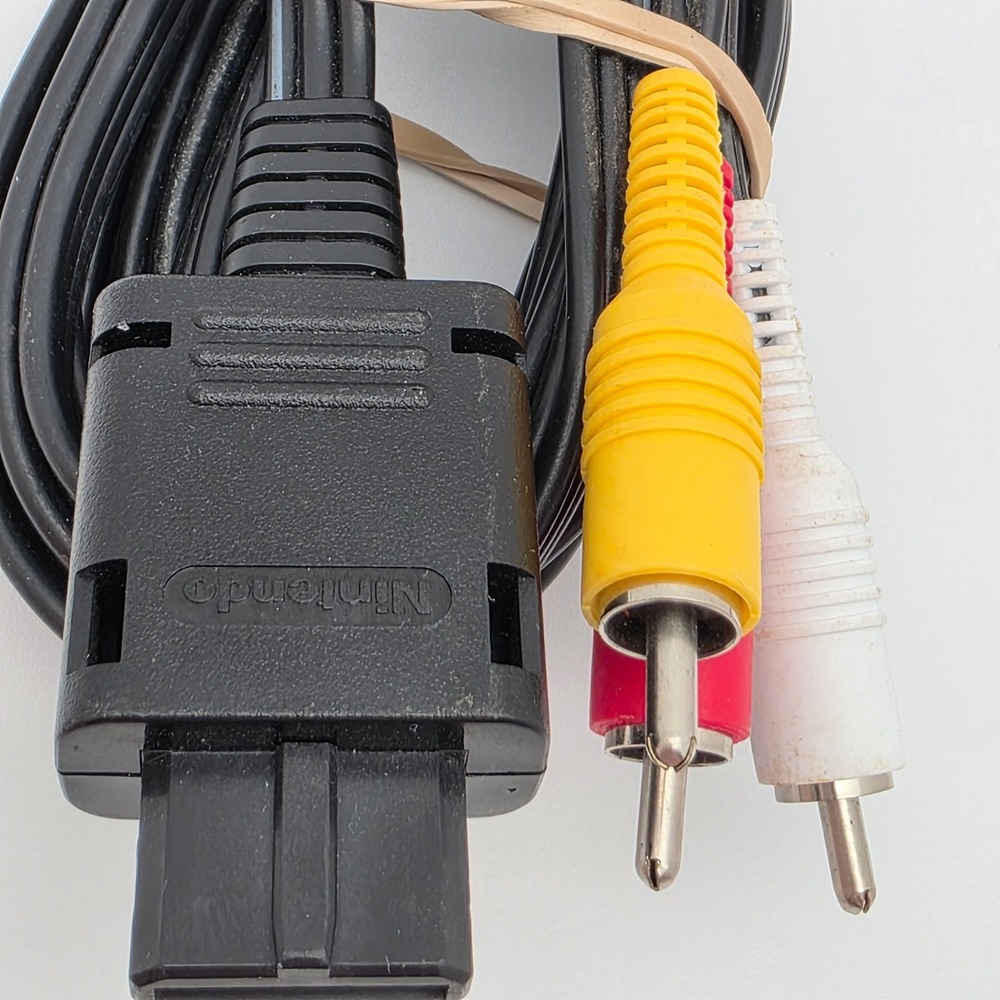 Nintendo AV Cable SNES N64 GameCube Black RCA Composite OEM Genuine Video Cord